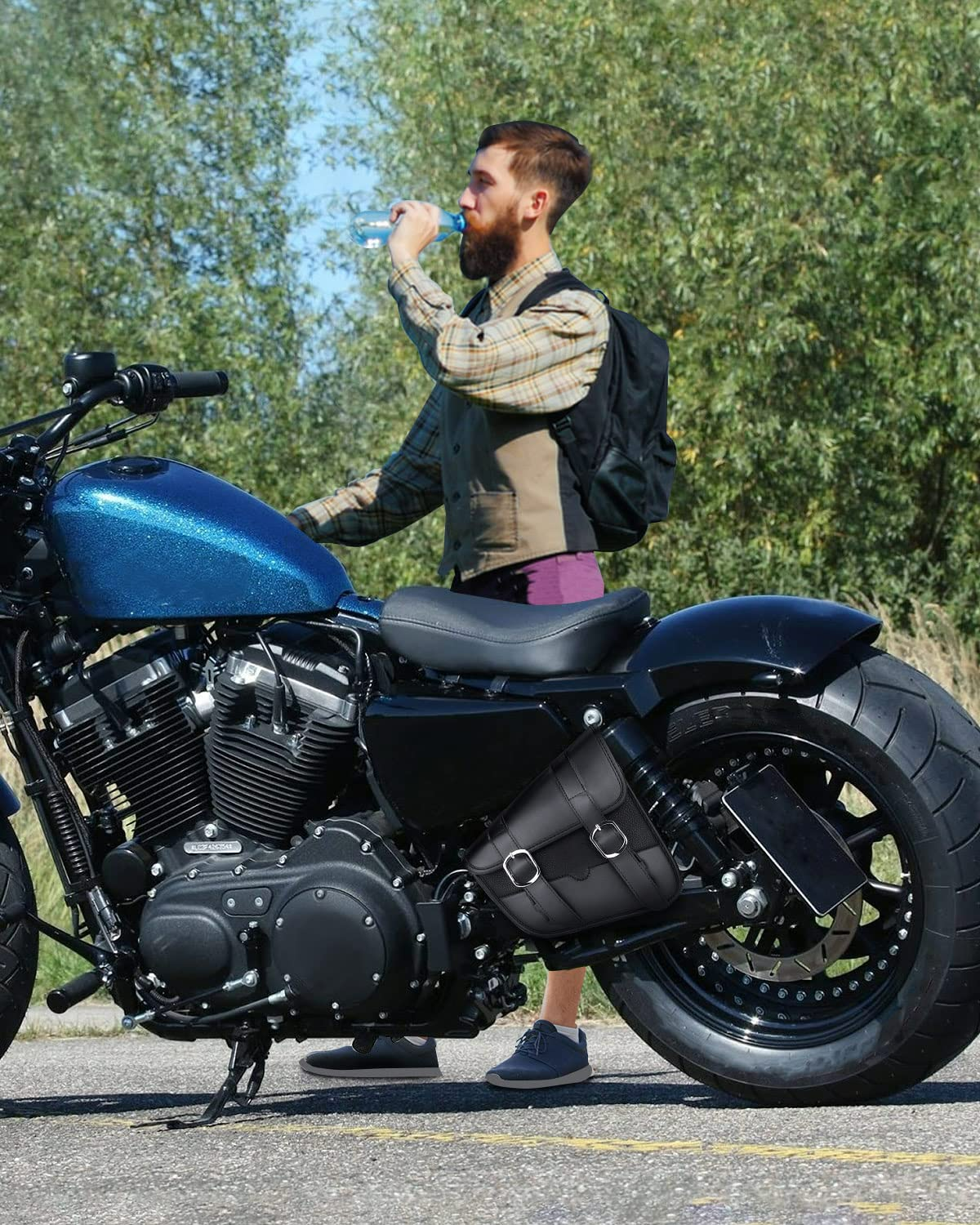 KEMIMOTO borsa forcellone Harley laterale rigida