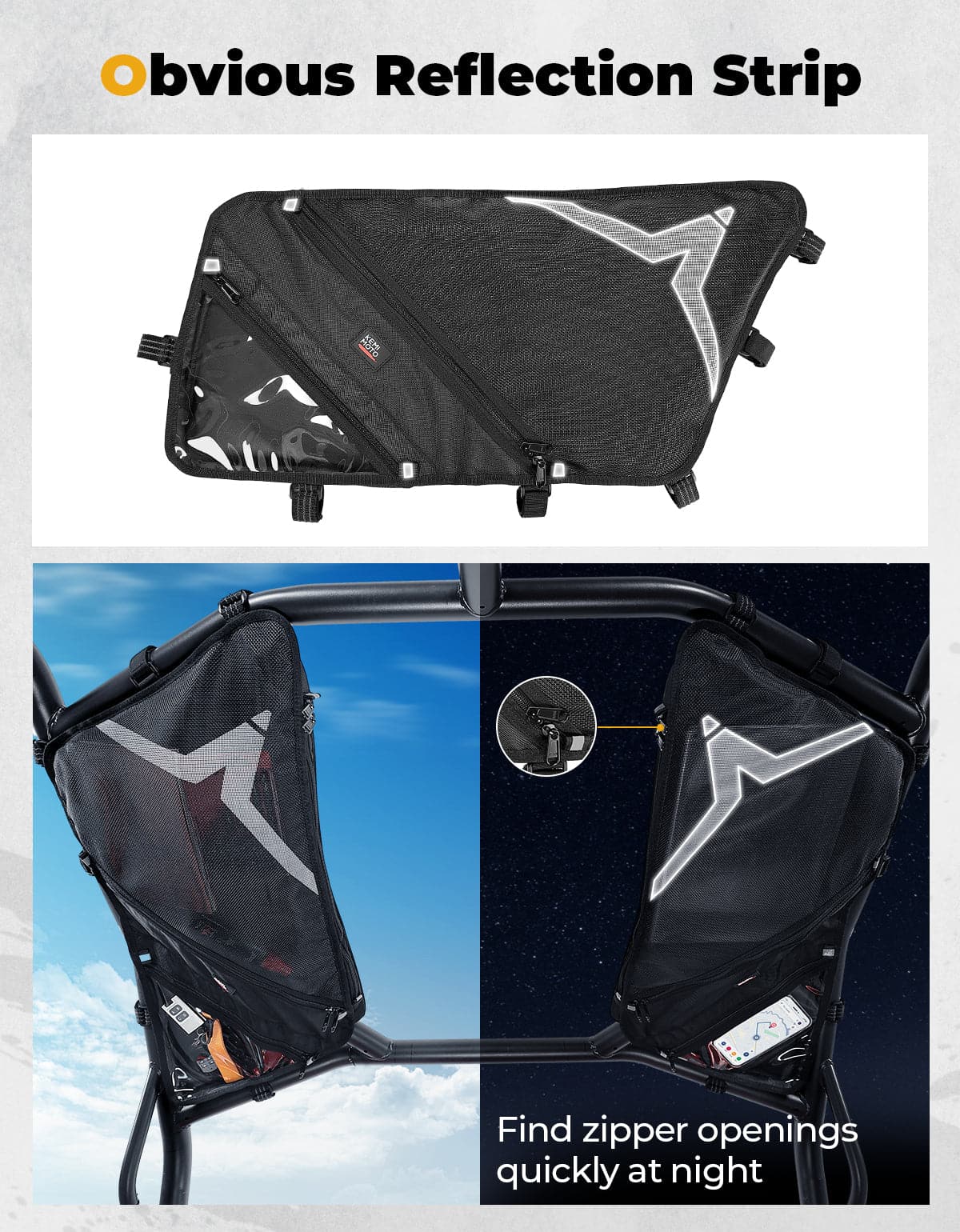 KEMIMOTO Borsa Tetto ZForce 500 800 1000 1680D 2 Pezzi