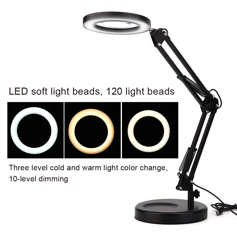 Kuuleyn lampada ingrandimento 5X USB 64 LED pieghevole 3 luci