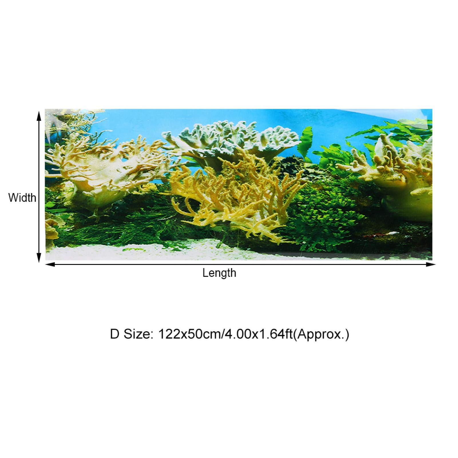 Kuuleyn Sfondo Acquario Adesivo PVC 122x50 cm Piante Corallo