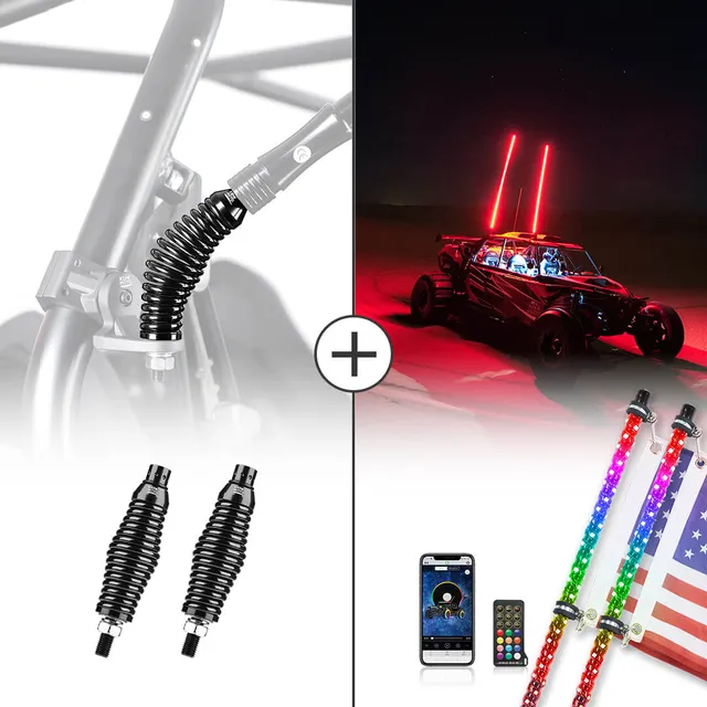 KEMIMOTO whip light LED spirale 3FT 2 pezzi con molla