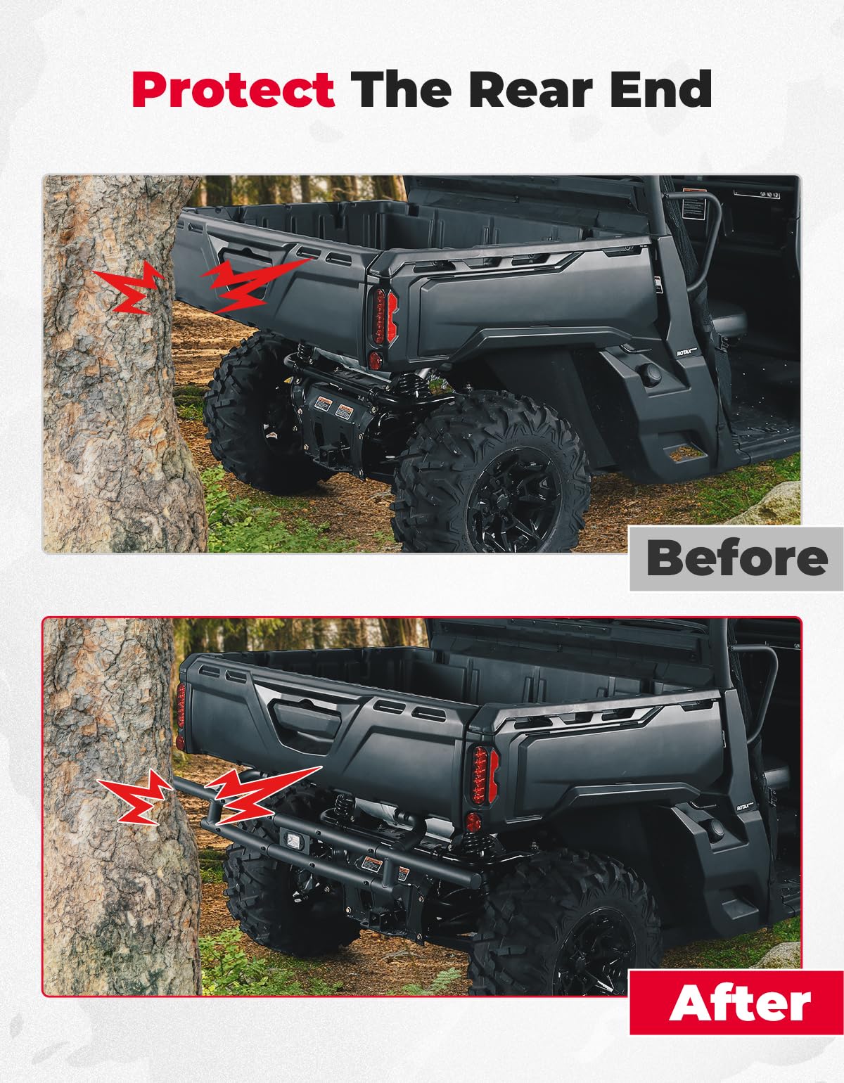 Kemimoto Defender paraurti posteriore con luce acciaio