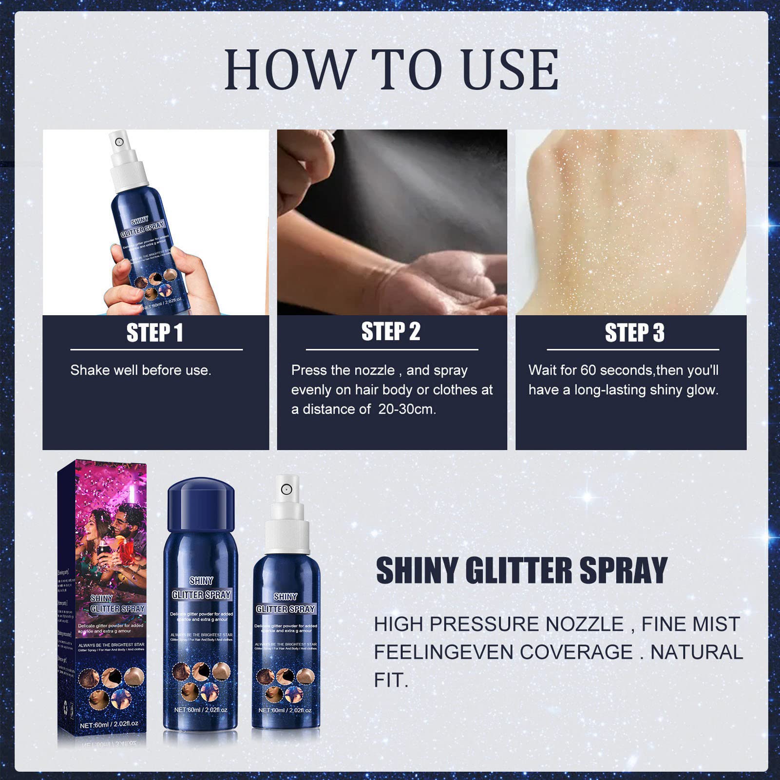 Kuuleyn spray glitter corpo 60 ml viso capelli lunga durata