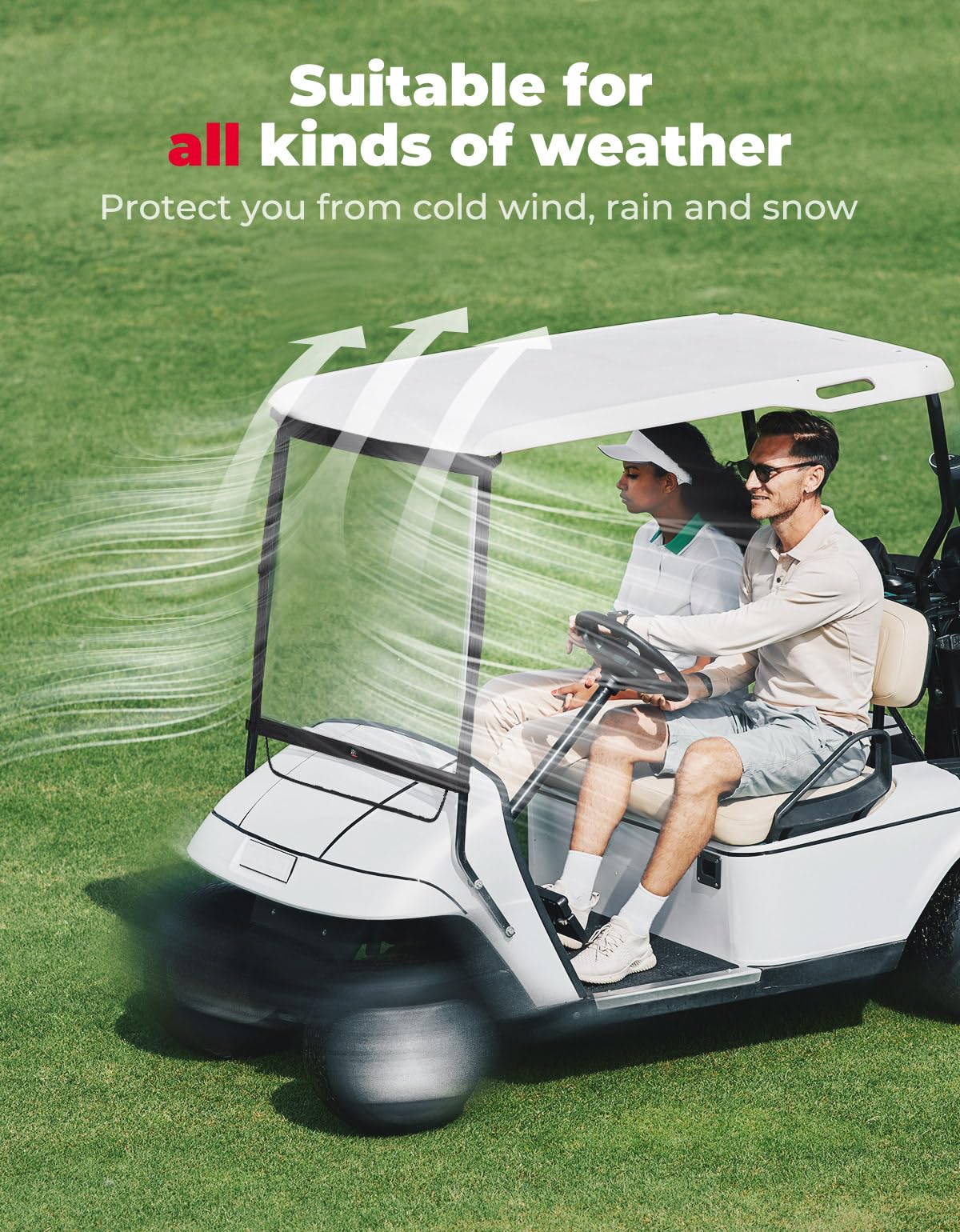 KEMIMOTO parabrezza golf cart pieghevole PVC 600D