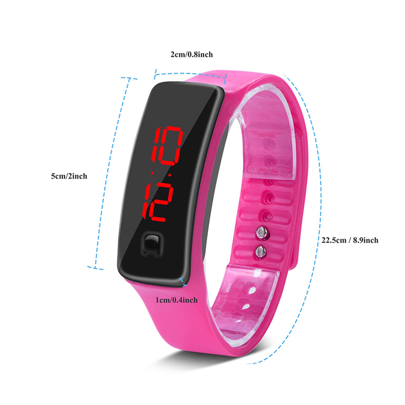 Kuuleyn Orologio LED Sport Silicone Rosa 12 Ore