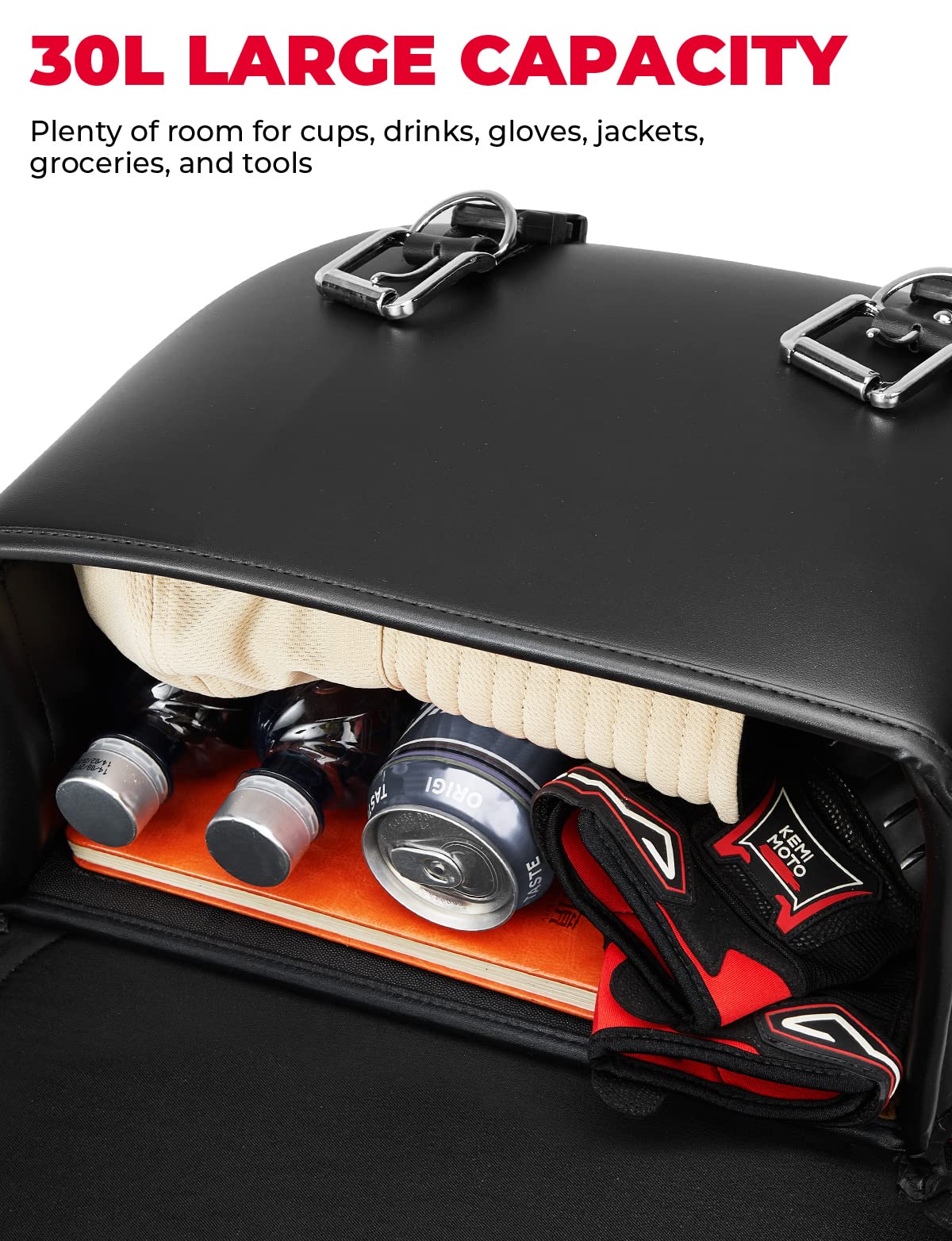 Kemimoto 30L borse laterali moto nero pelle PU
