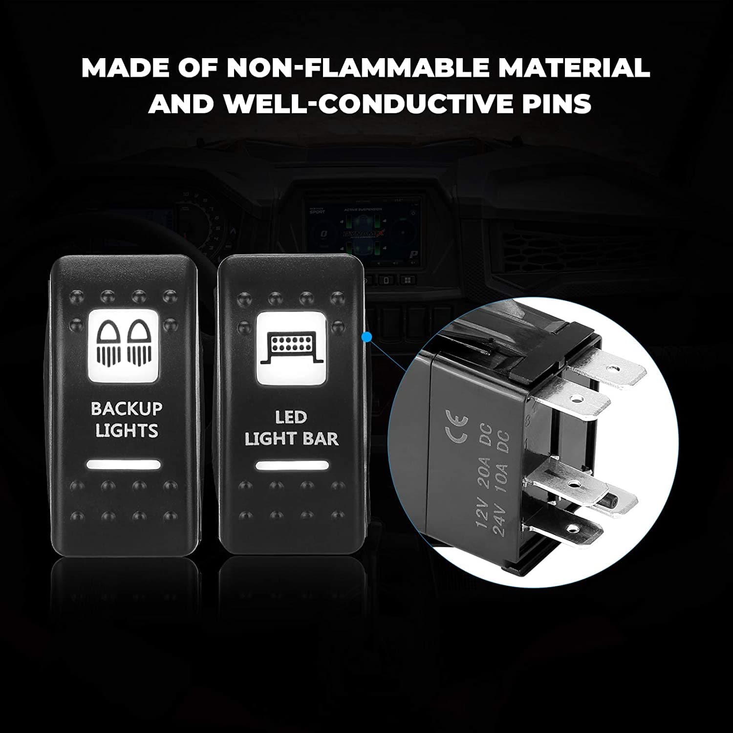 Kemimoto 5Pin interruttore a bilanciere on-off 20A