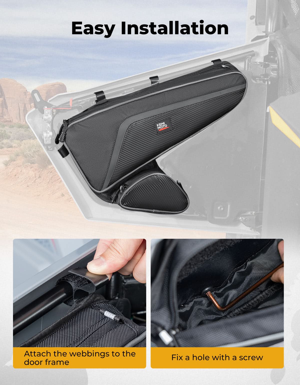 KEMIMOTO RZR 200 borse portiera 1680D con ginocchiere