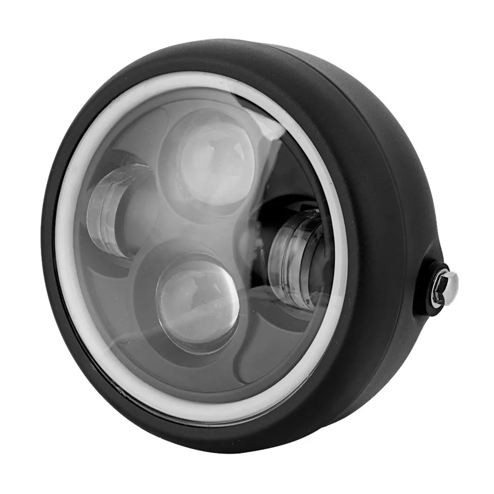 Kuuleyn Faro Anteriore Moto Rotondo Nero 12V 16 cm LED