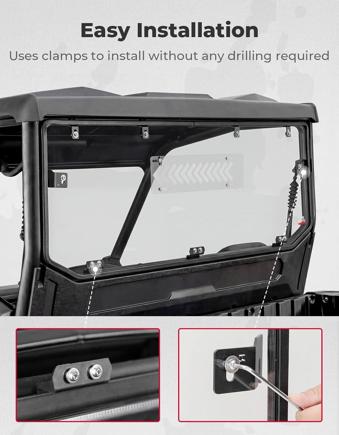 Kemimoto Parabrezza Posteriore UTV Kawasaki Ridge ventilato