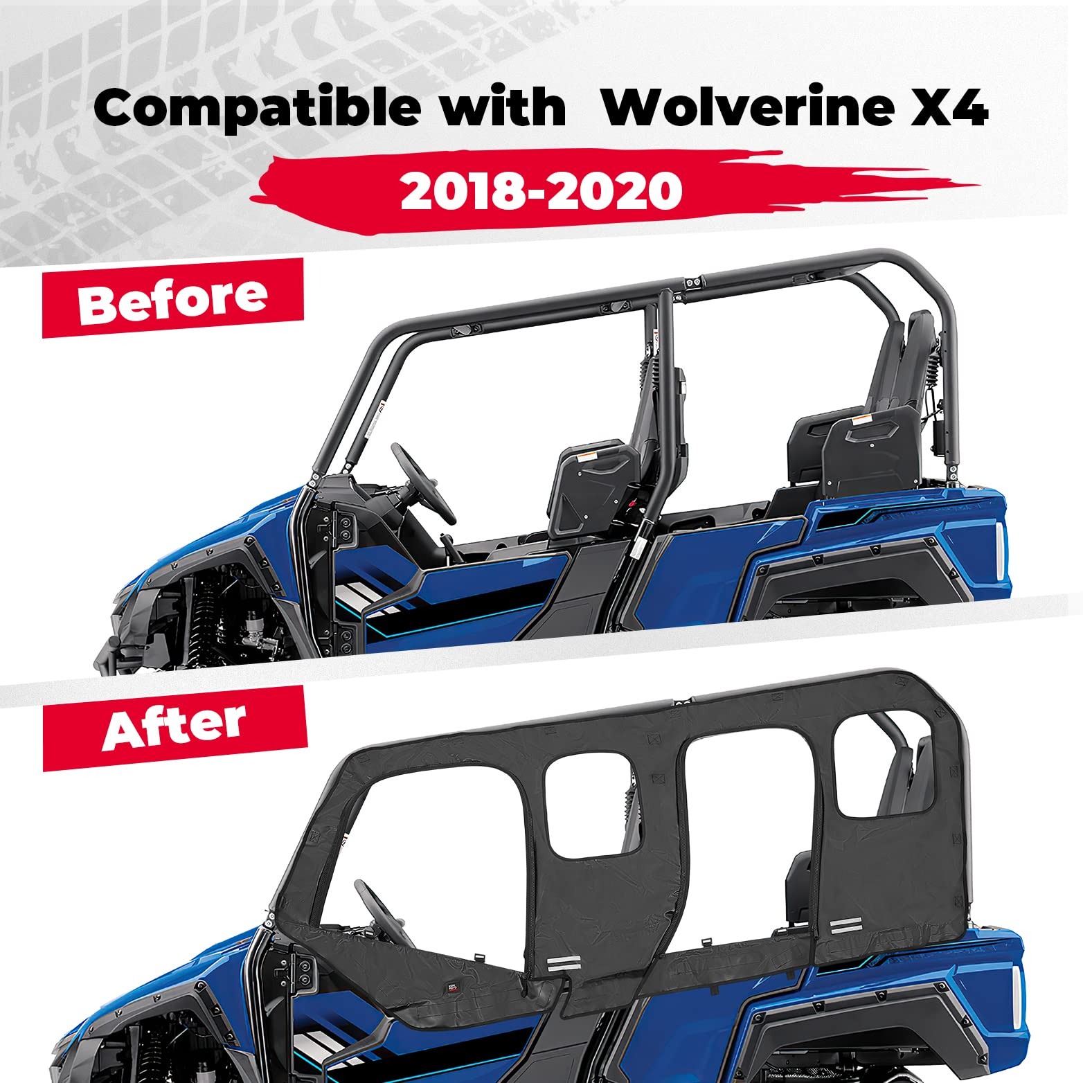 Kemimoto Wolverine X4 porte superiori trasparenti 2018-2020