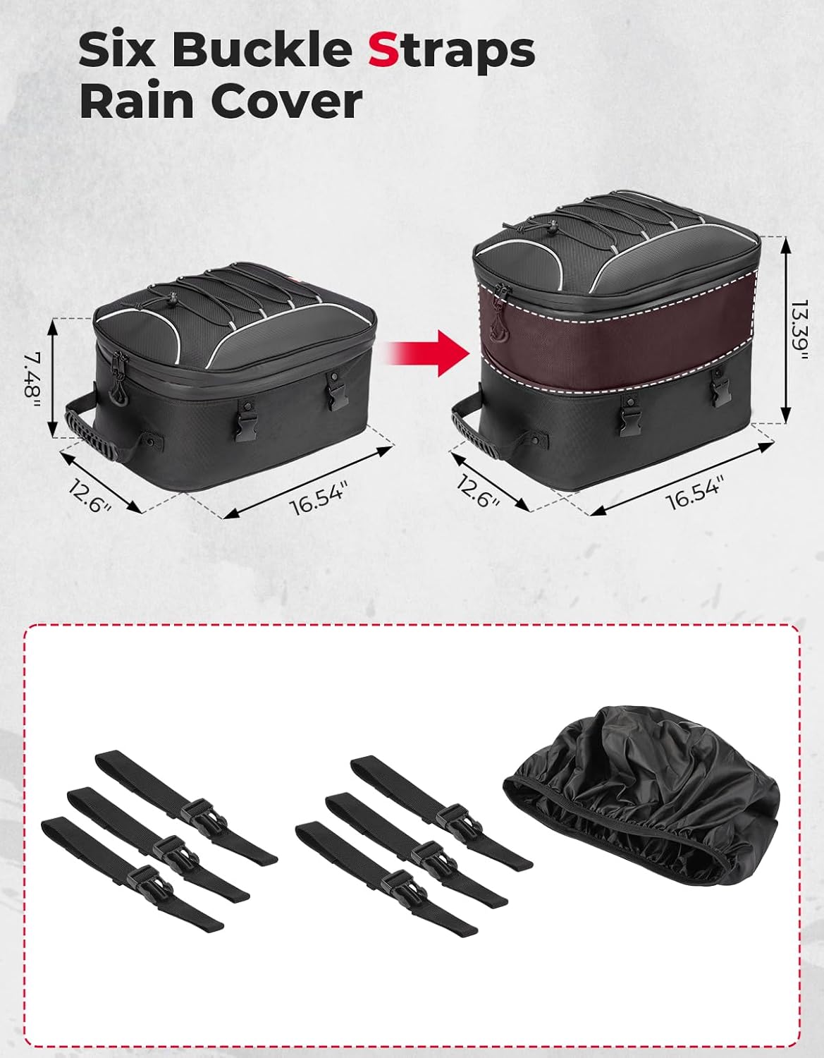 Kemimoto Borsa Codone Moto 25-45L Espandibile Impermeabile