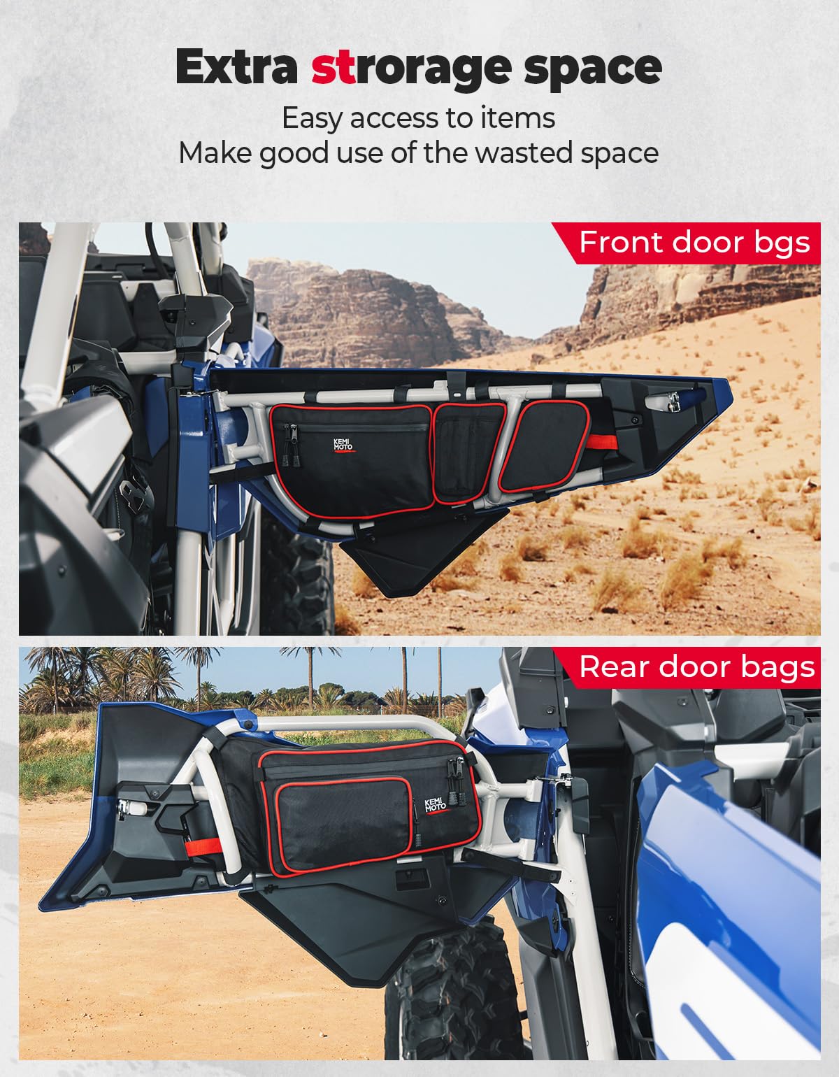 KEMIMOTO Maverick X3 Max borse portiera rosse anteriori posteriori