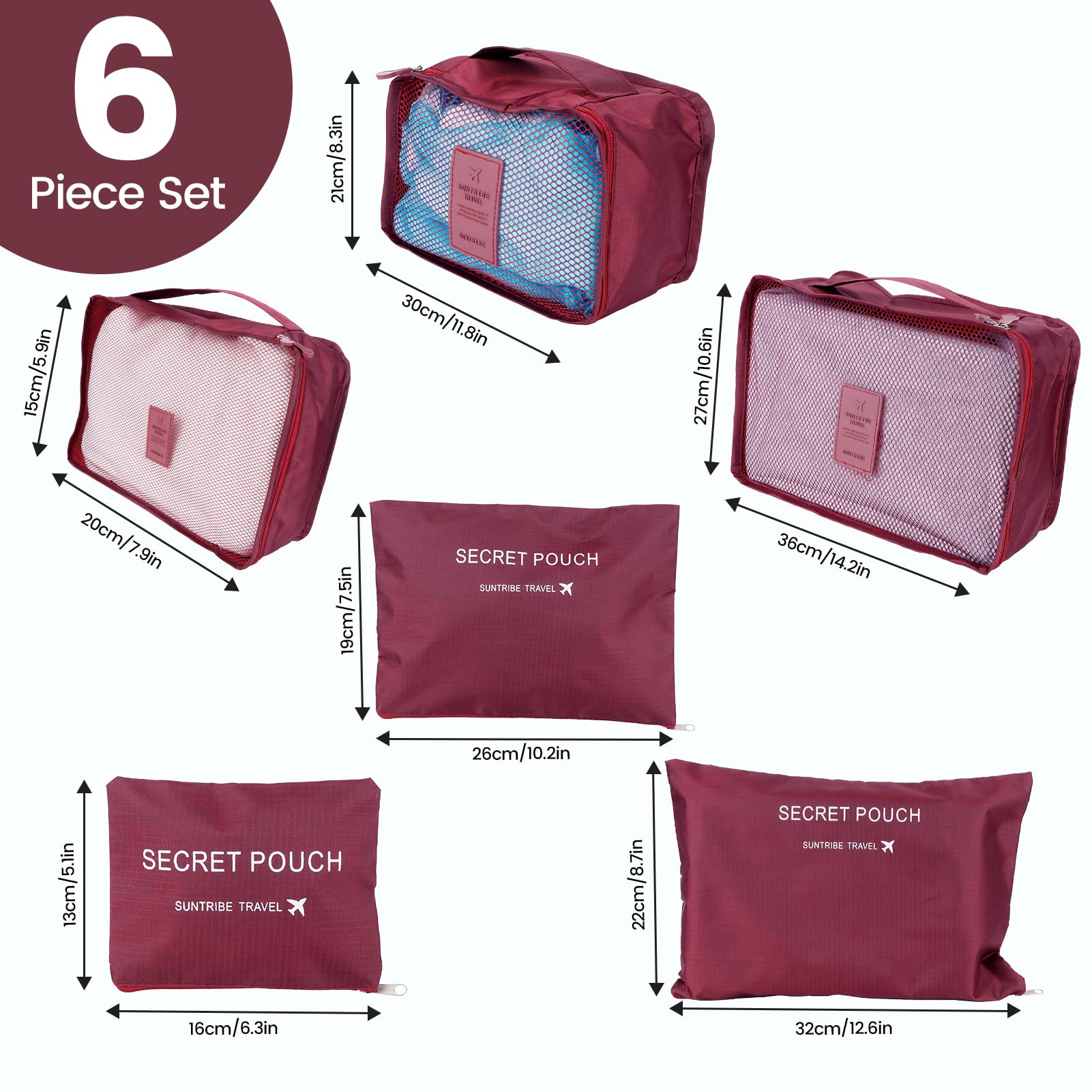Hapivida cubi imballaggio valigia rossi organizer 6 pz