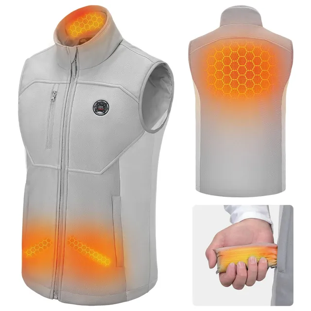 Kemimoto Gilet Riscaldato Grigio con Batteria 5 Zone