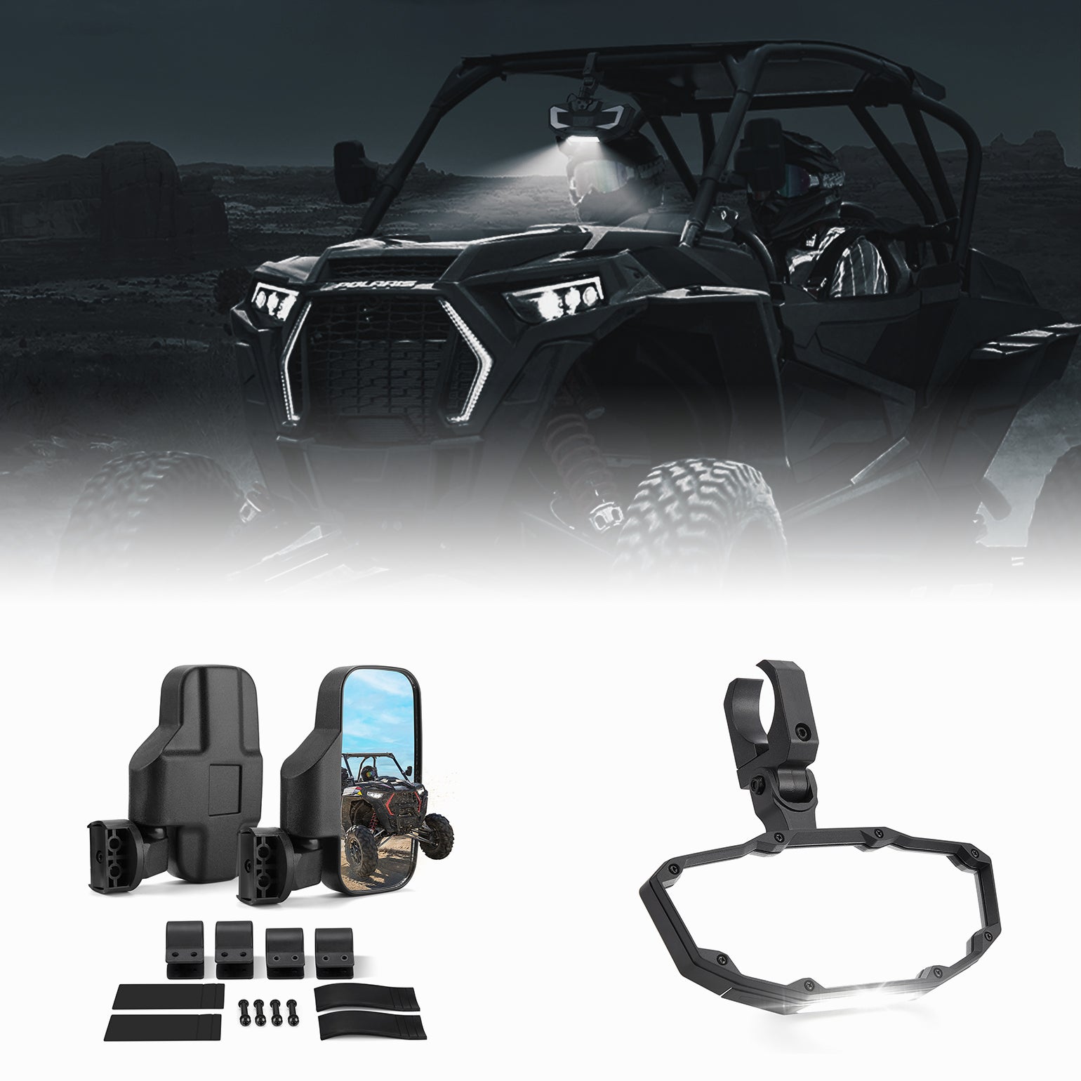 Kemimoto UTV specchietti laterali+centrale con luce