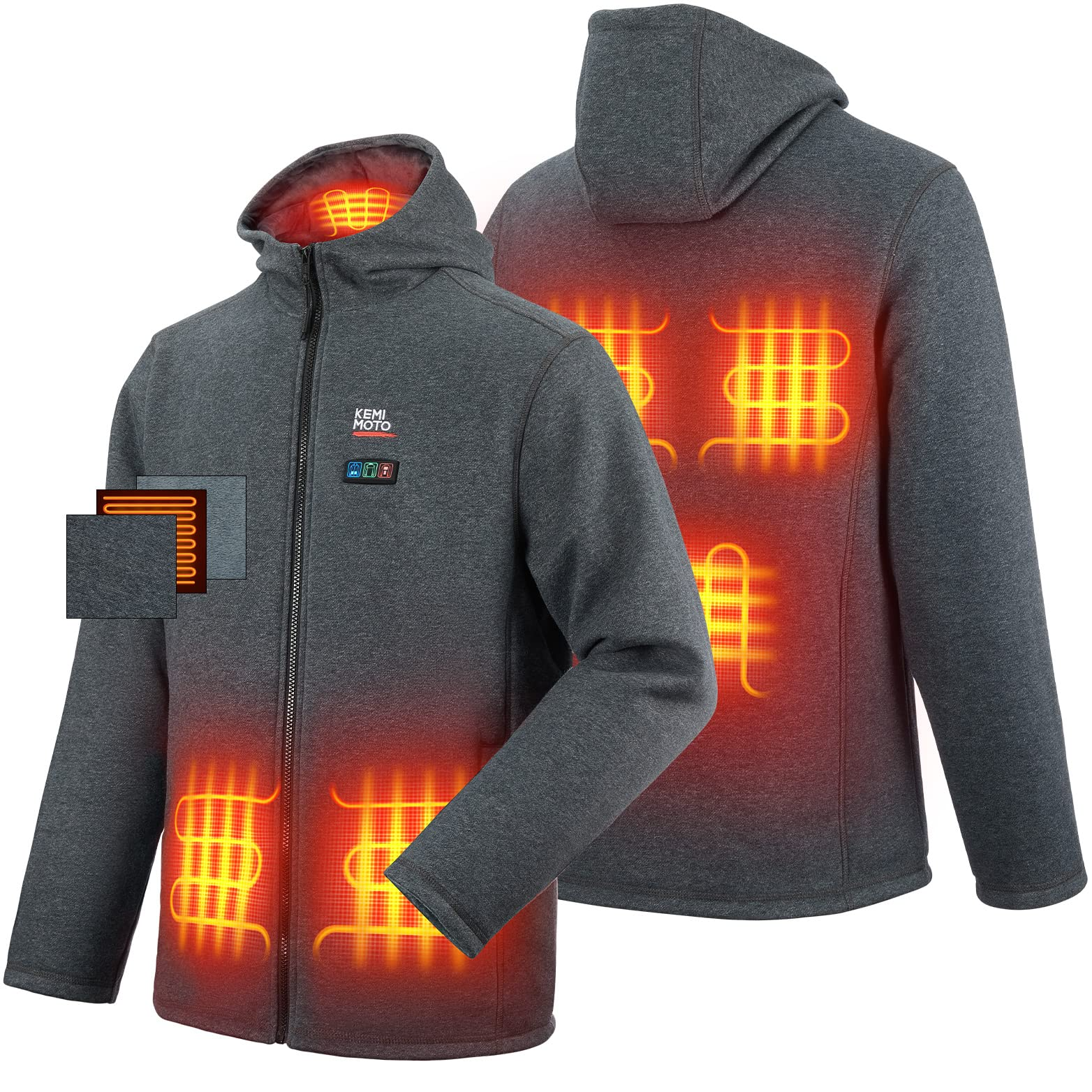 KEMIMOTO Felpa Riscaldata 12V Batteria 6 Zone Calore