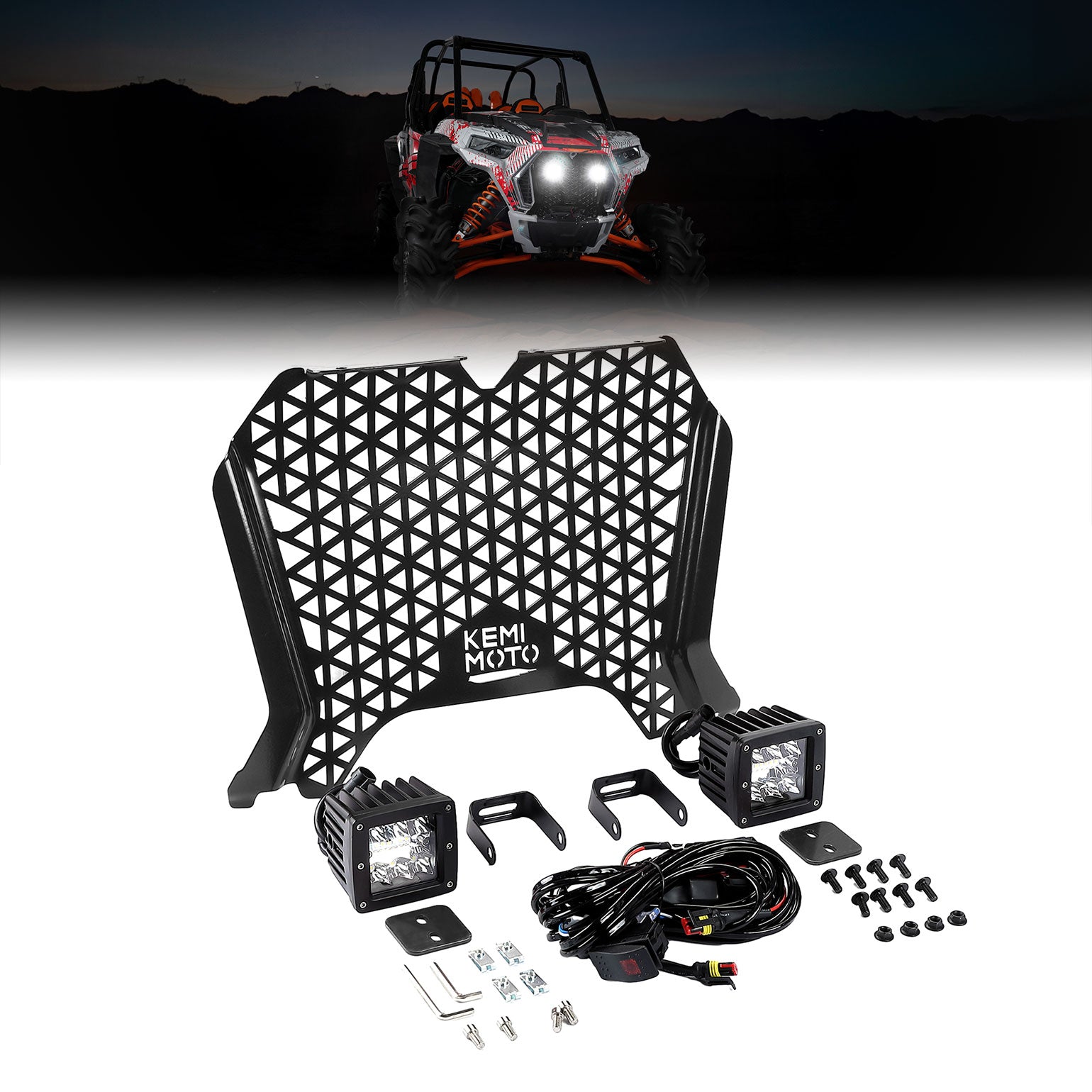 KEMIMOTO Griglia Anteriore RZR XP 1000 LED Nera