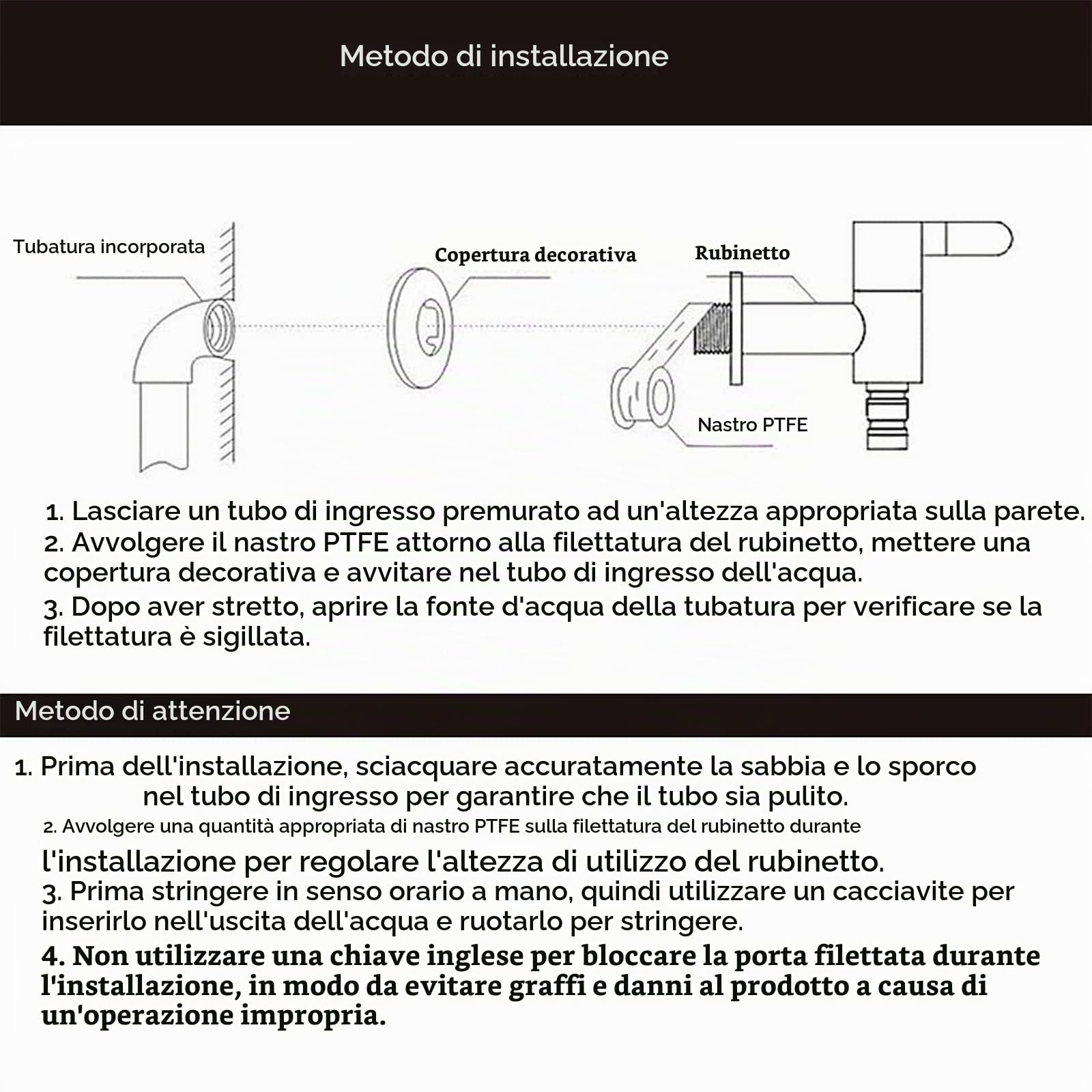 Hapivida Rubinetto Giardino Ottone Doppia Uscita G1/2