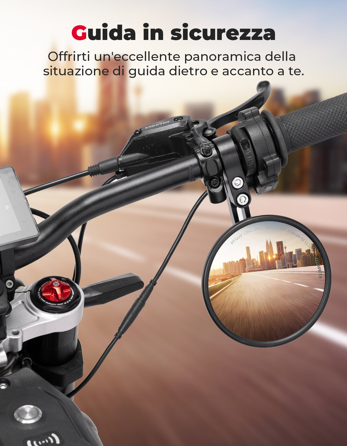 KEMIMOTO specchietti moto manubrio 22-25,4 mm regolabili