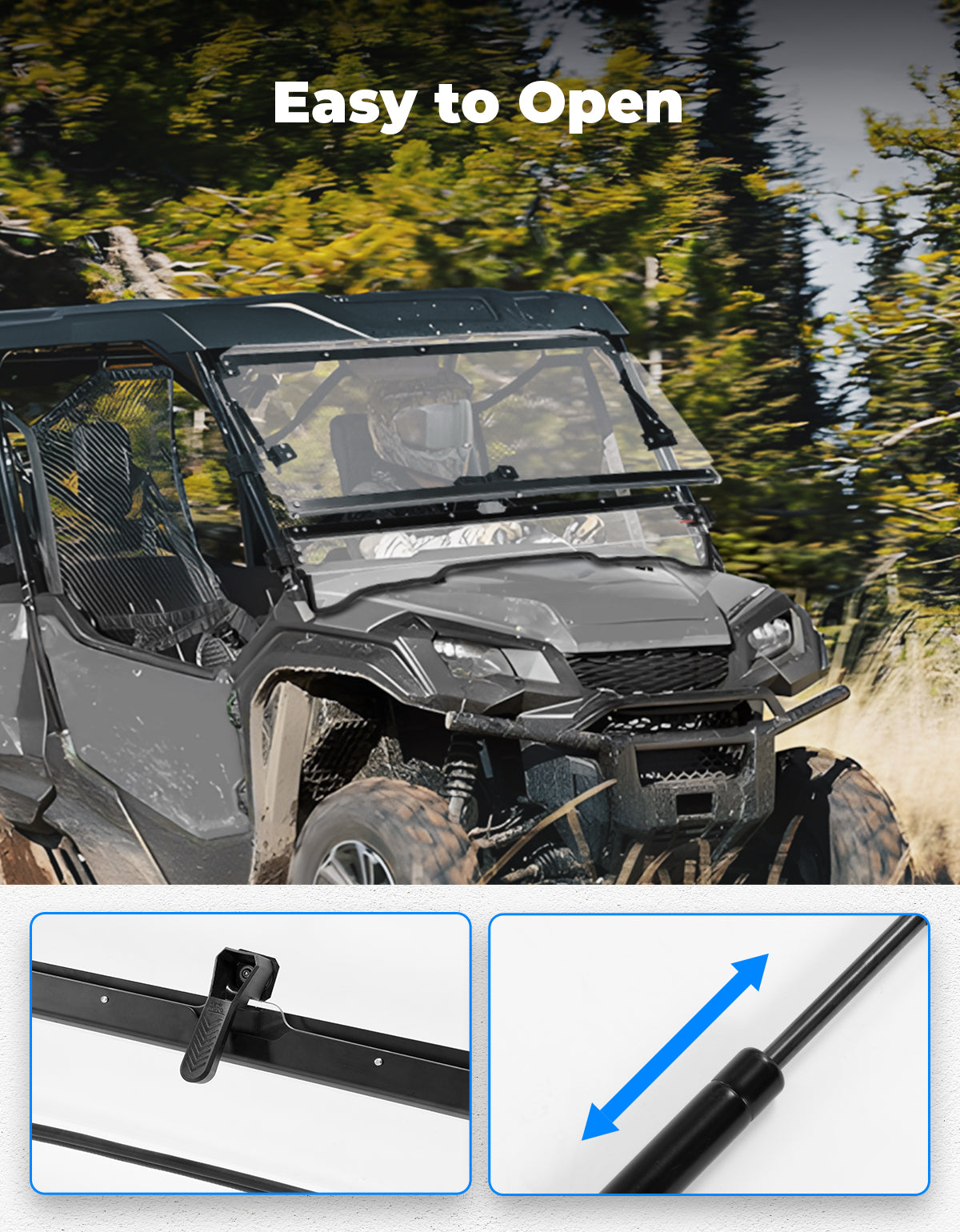 Kemimoto Pioneer 1000 parabrezza anteriore apribile 2-IN-1