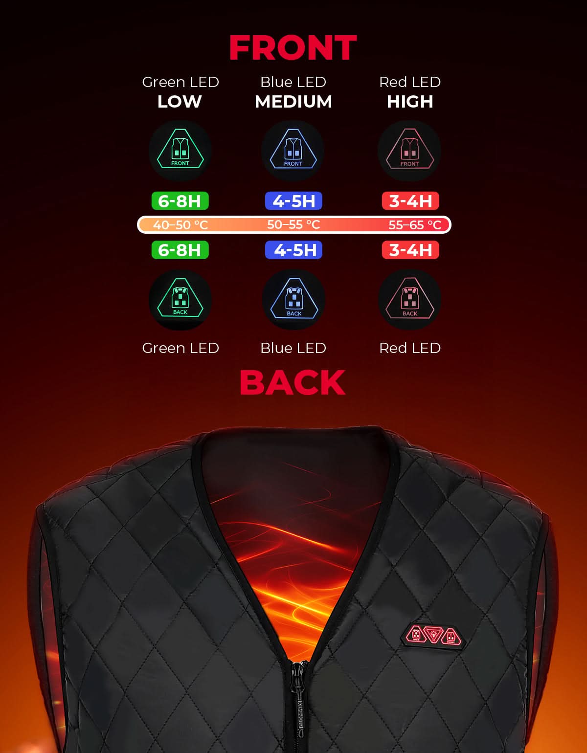 Kemimoto gilet riscaldato uomo con batteria leggero