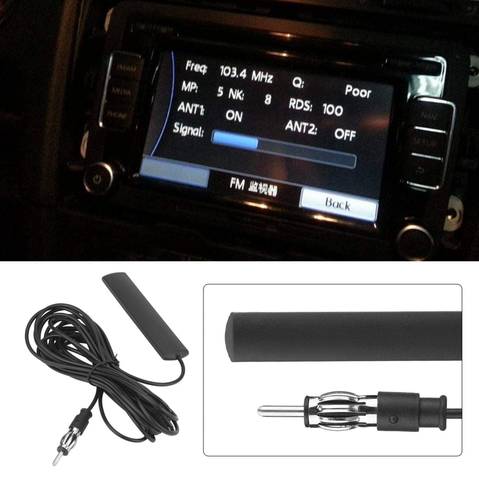 Kuuleyn ANT-309 Antenna Autoradio FM Parabrezza Cavo 5 m