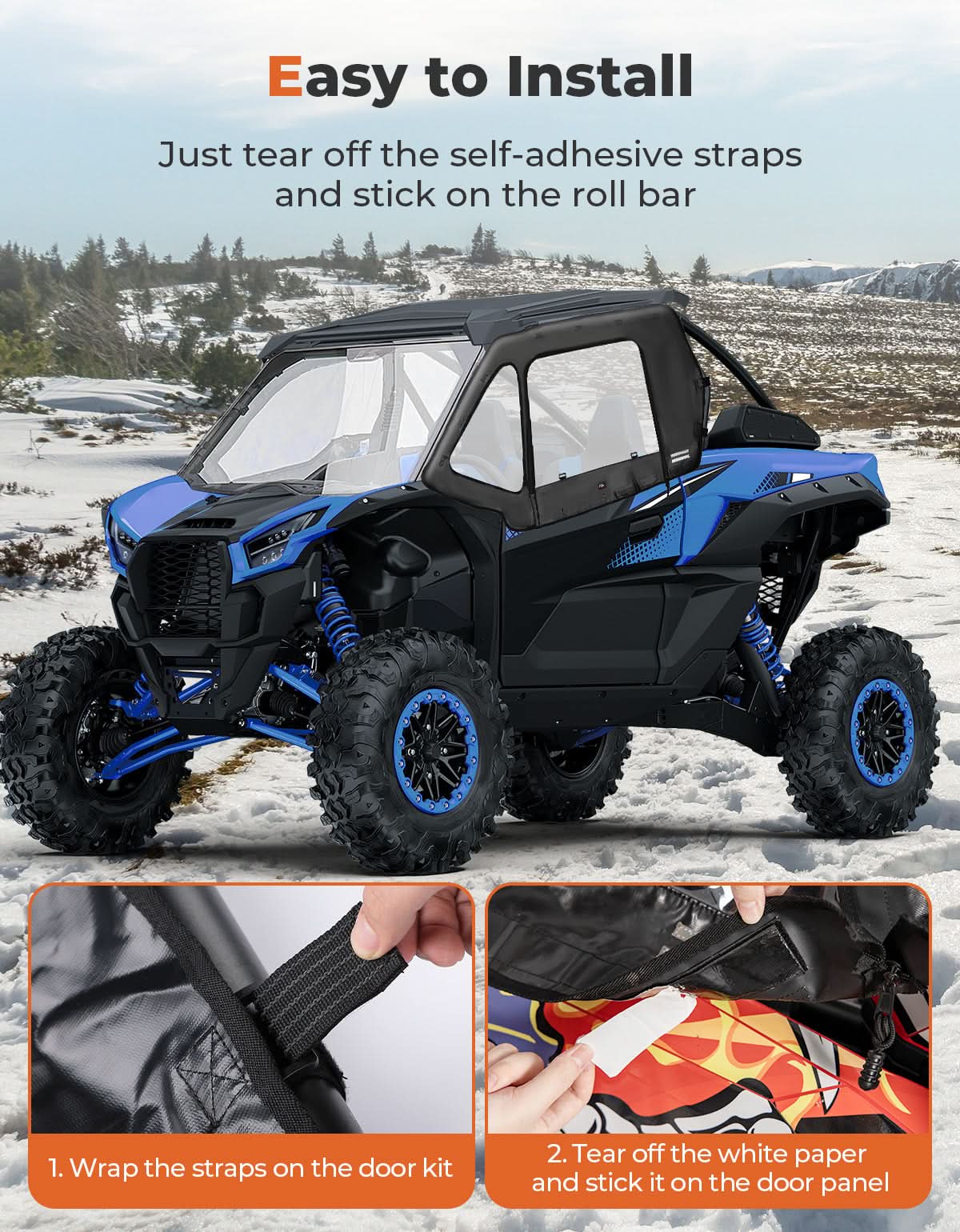 KEMIMOTO porte superiori morbide UTV per Kawasaki Teryx 1000