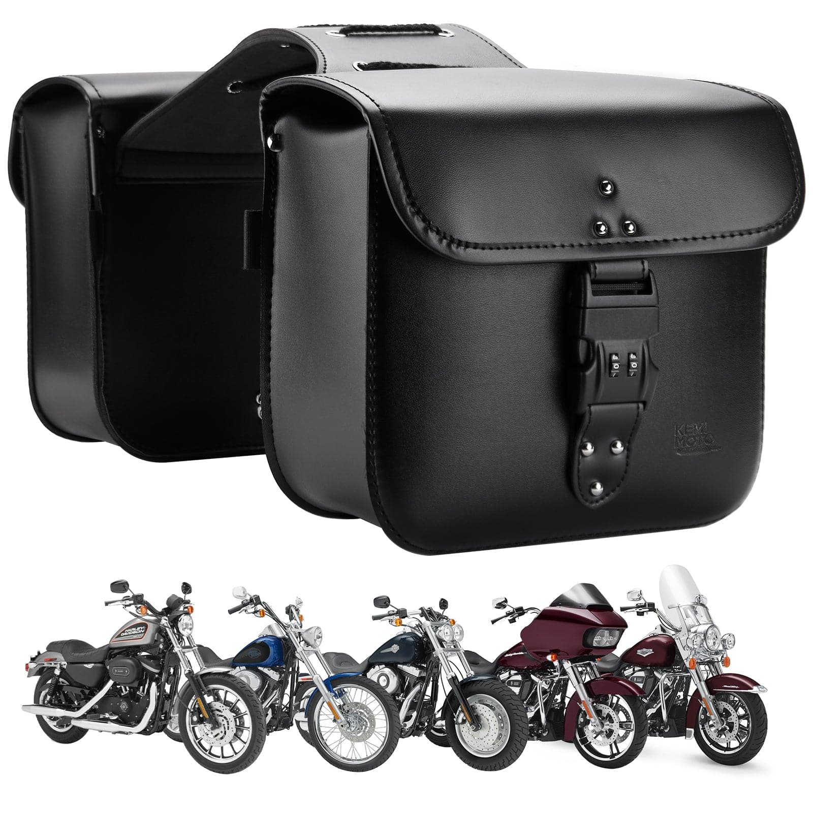 Kemimoto F1801-01801BK borse laterali moto 14L pelle con serratura