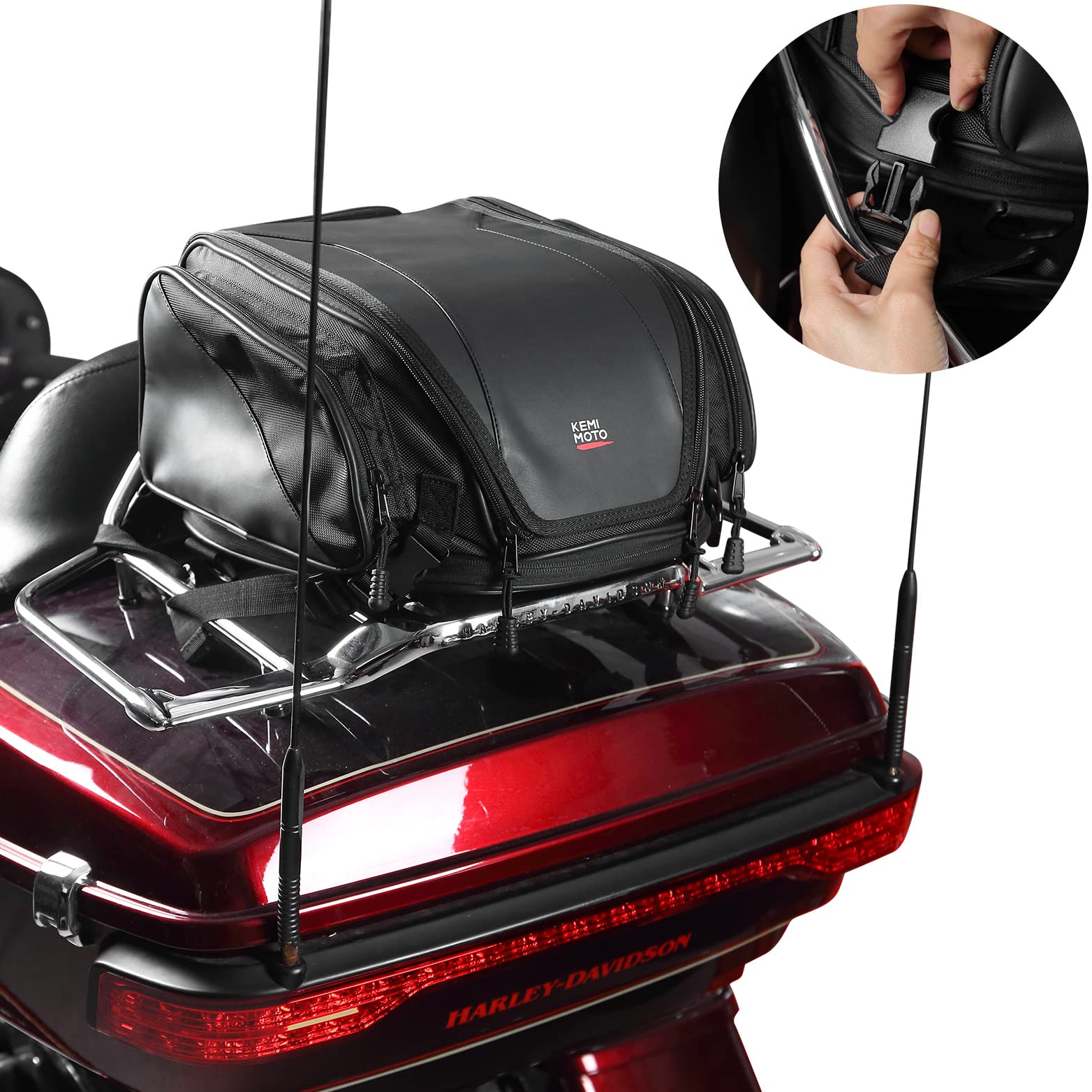 Kemimoto borsa posteriore moto espandibile 22L nera