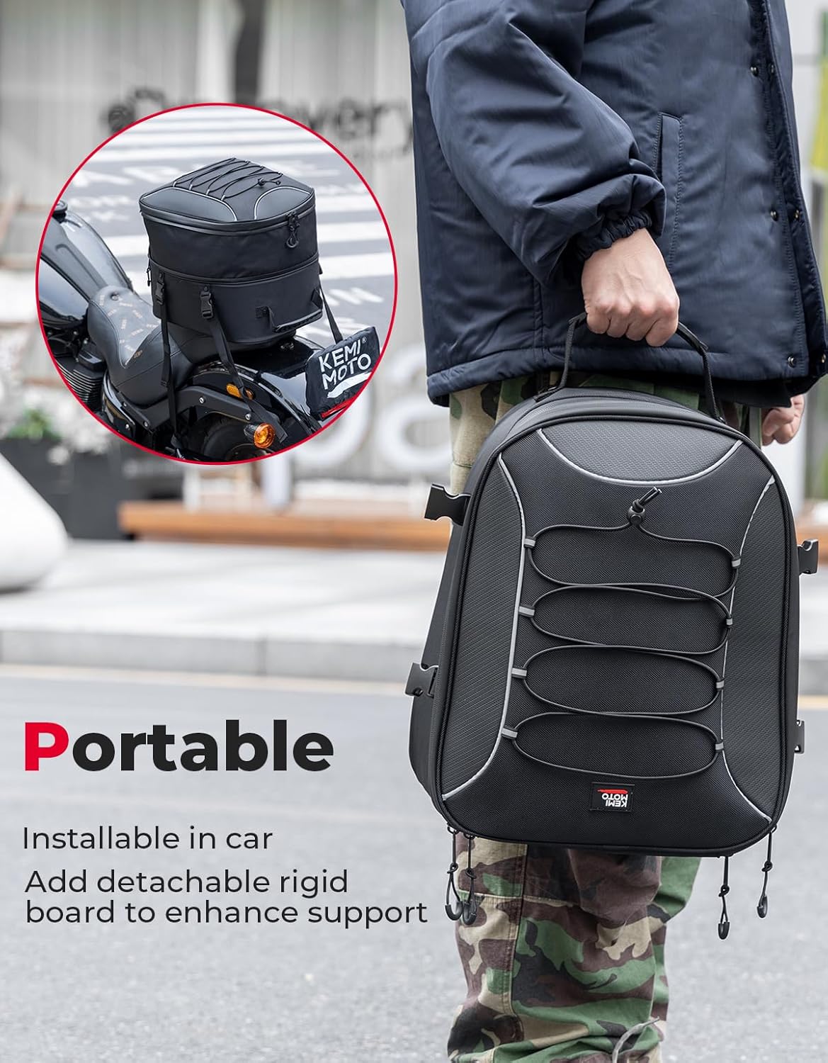 Kemimoto Borsa Codone Moto 25-45L Espandibile Impermeabile