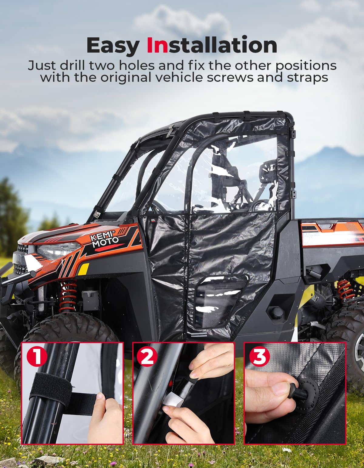 KEMIMOTO Ranger XP 1000 Porte Superiori UTV antipioggia