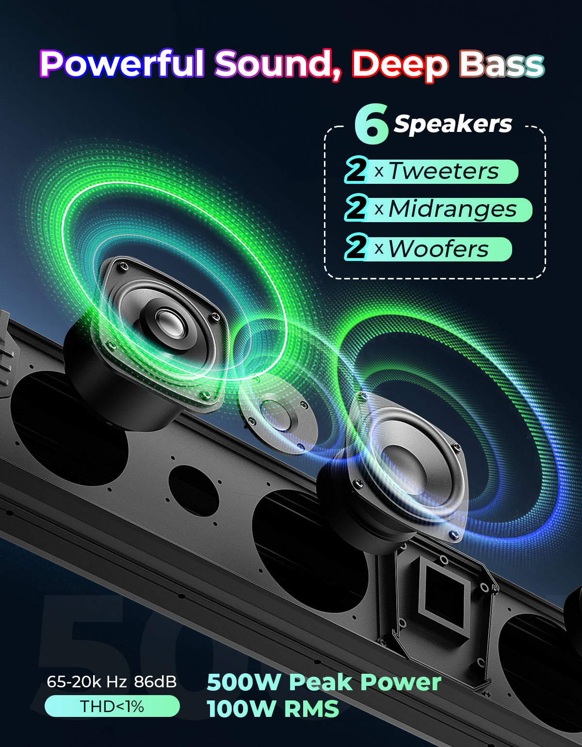 KEMIMOTO Midnight 80 Gen1.5 Sound Bar 32" RGB UTV 240W
