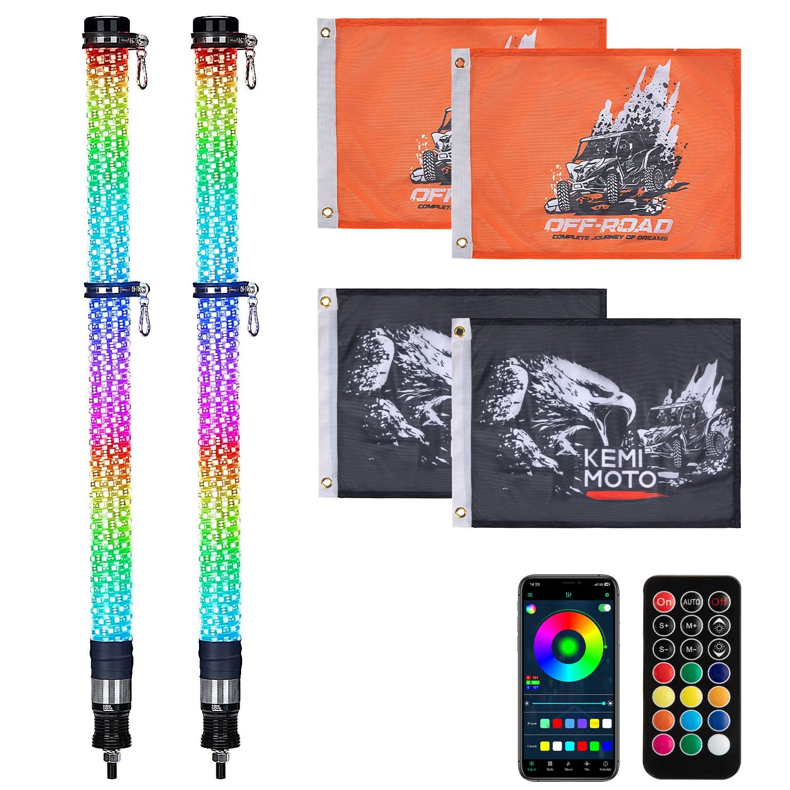 KEMIMOTO Whip Lights LED 3FT 2Pz RGB con Freccia