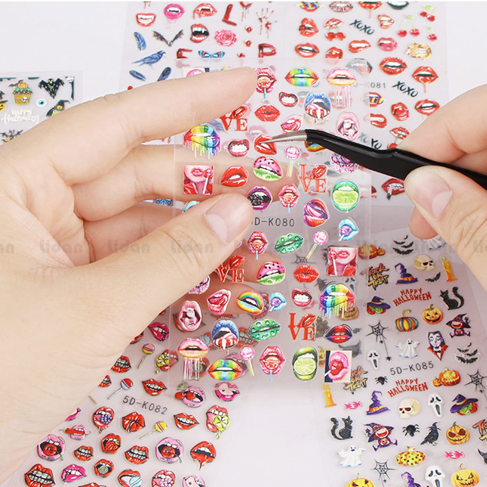 Kuuleyn Adesivi Nail Art Halloween 3D 4 Pezzi Zucca