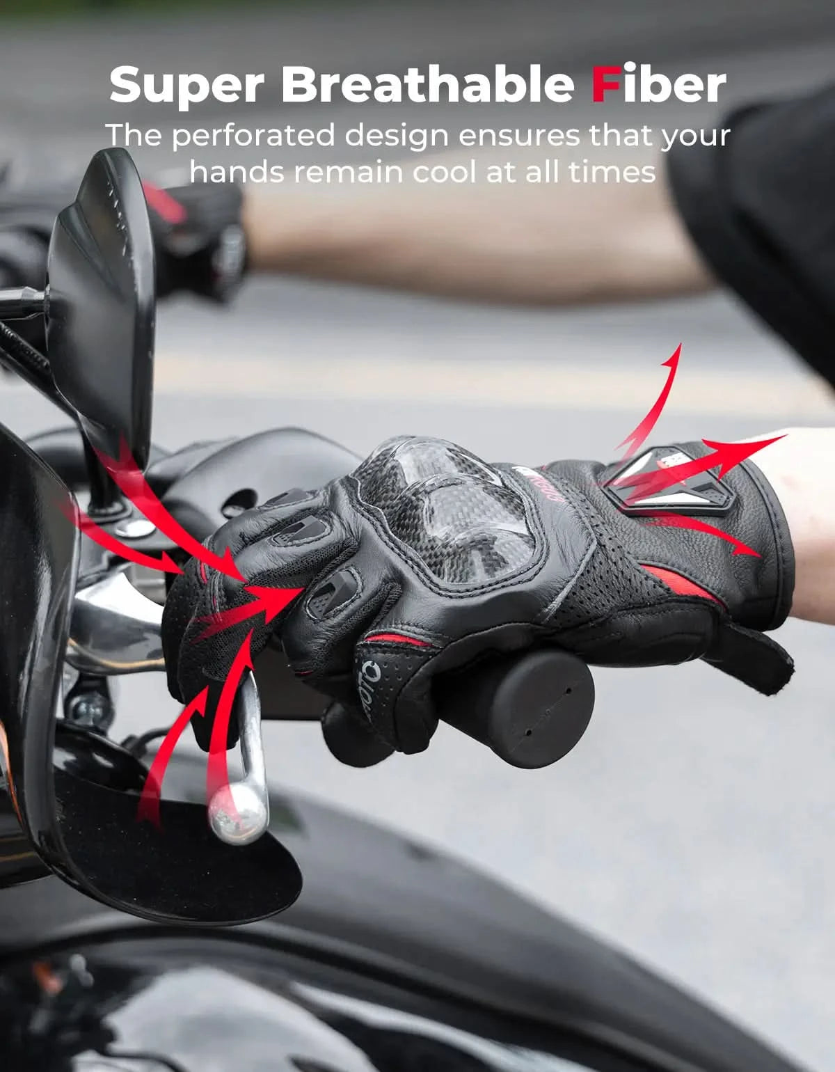KEMIMOTO Guanti Moto Pelle Pecora Neri Touch Screen M