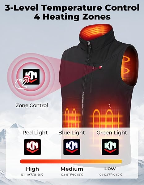 KEMIMOTO gilet riscaldato uomo APP 4 zone antivento