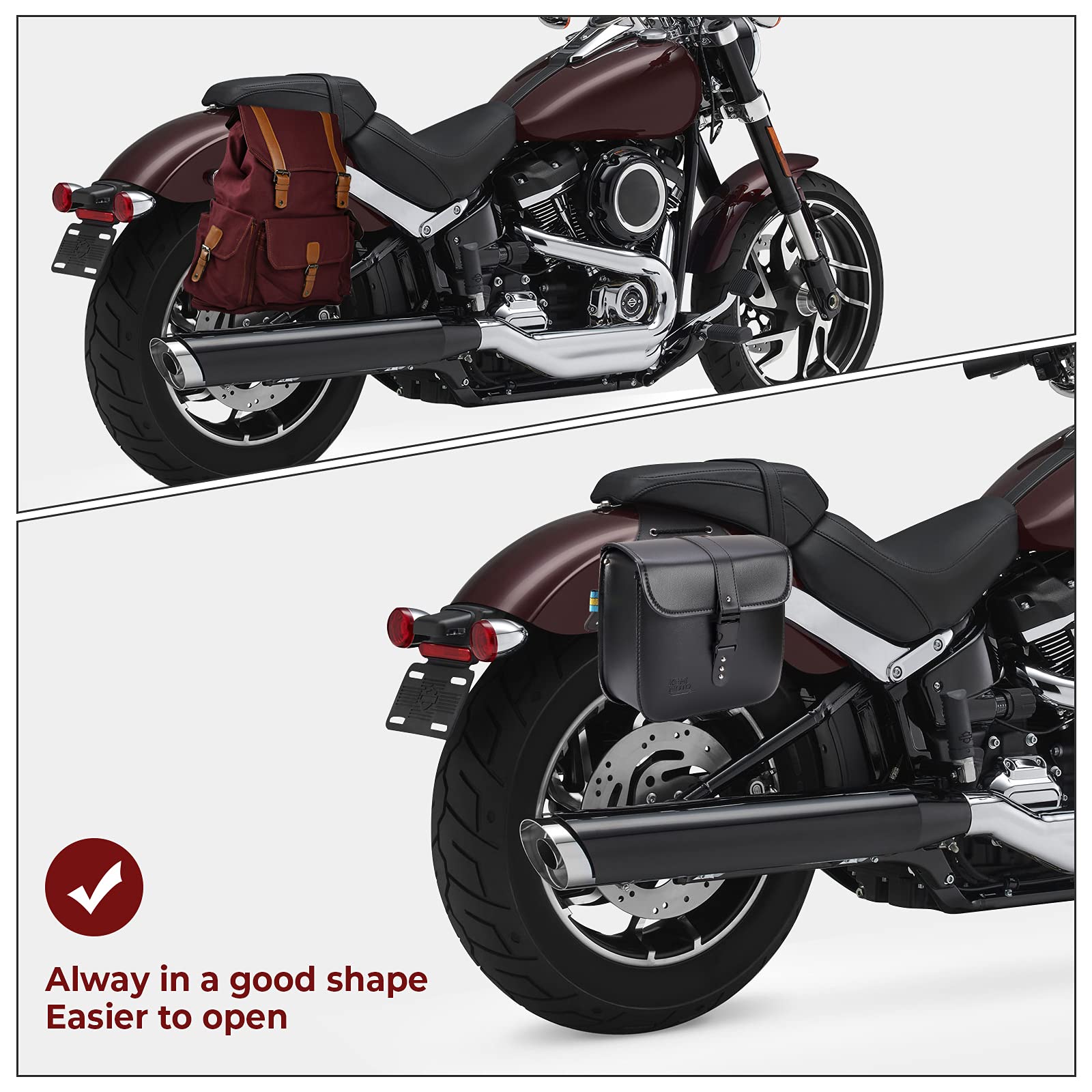 KEMIMOTO FHDTB072BK borse laterali moto in pelle PU nere