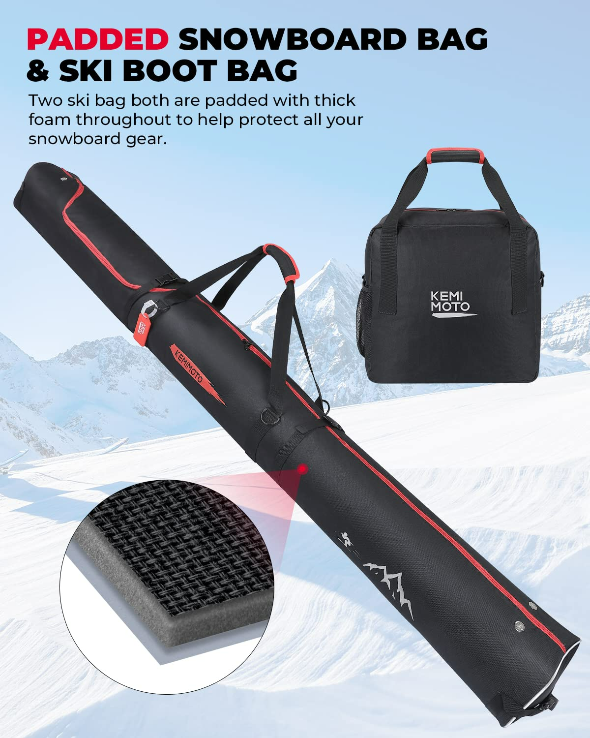 KEMIMOTO H0803-00301BK sacca portasci 200 cm rossa con portascarponi