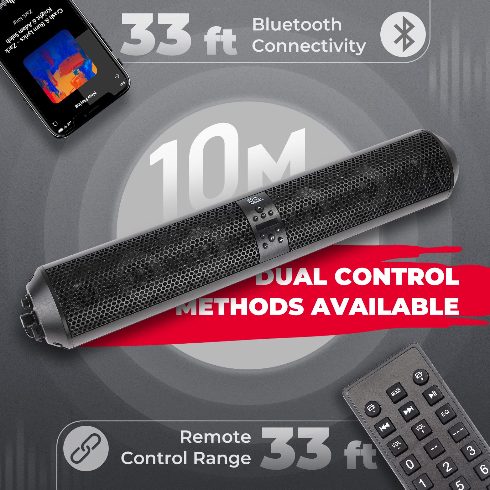 KEMIMOTO sound bar bluetooth UTV 28 pollici 6 altoparlanti