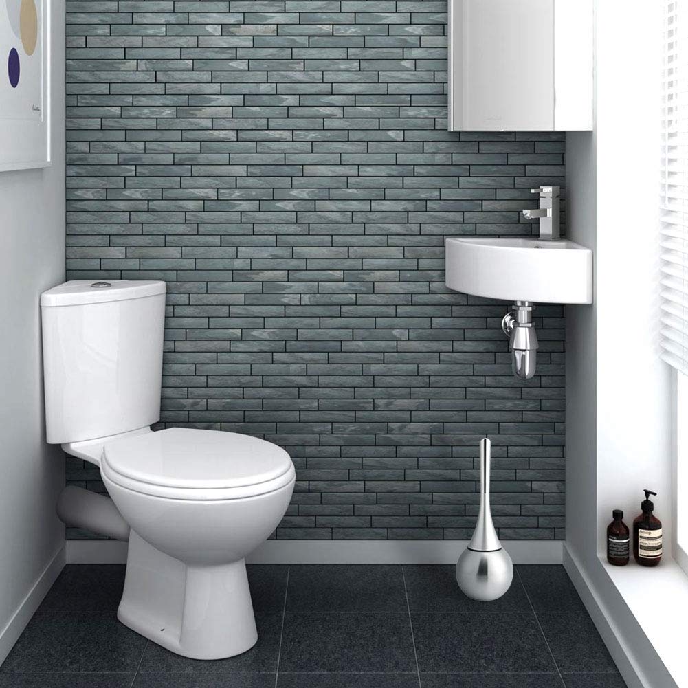 Kuuleyn scopino WC con base argento acciaio inox