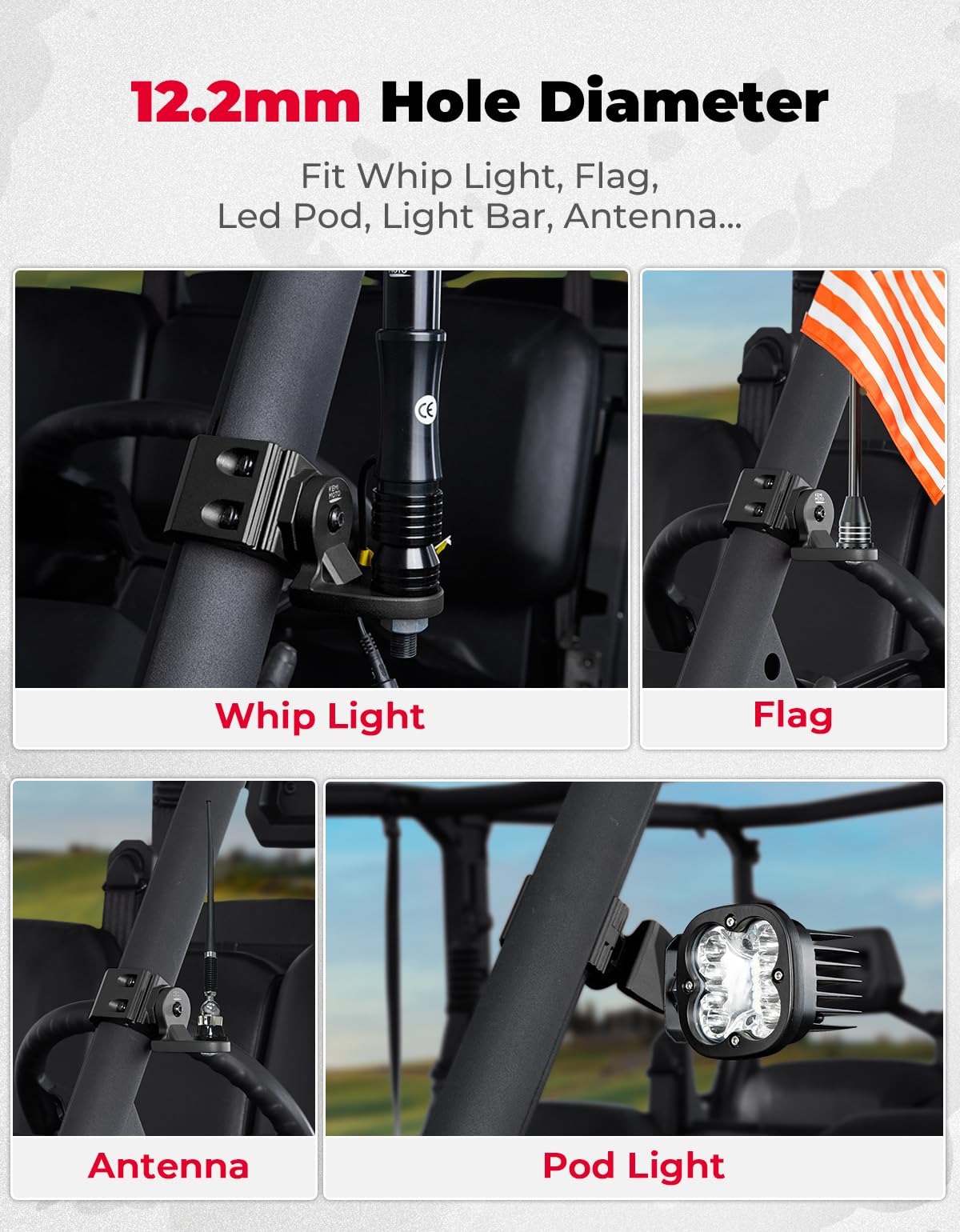 KEMIMOTO Staffa whip UTV Pro-Fit nera 1pz alluminio