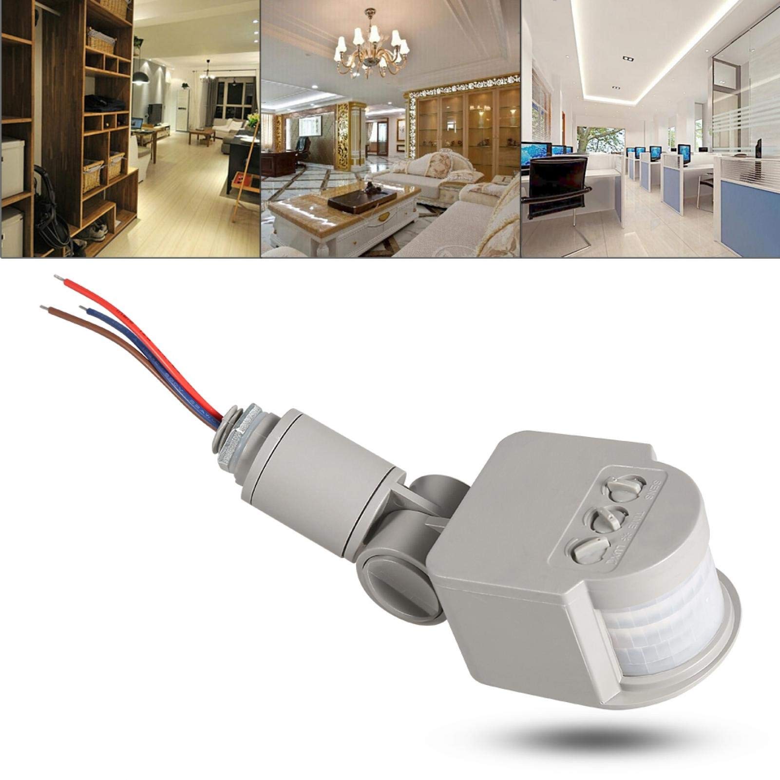 Kuuleyn Interruttore Sensore Movimento PIR 180° Grigio