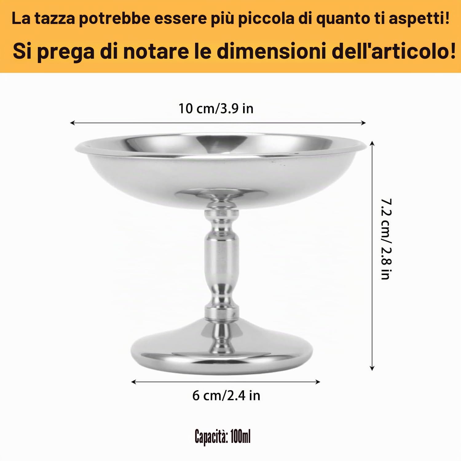 Hapivida Vintage Tall coppetta gelato 100ml set 4 pezzi inox