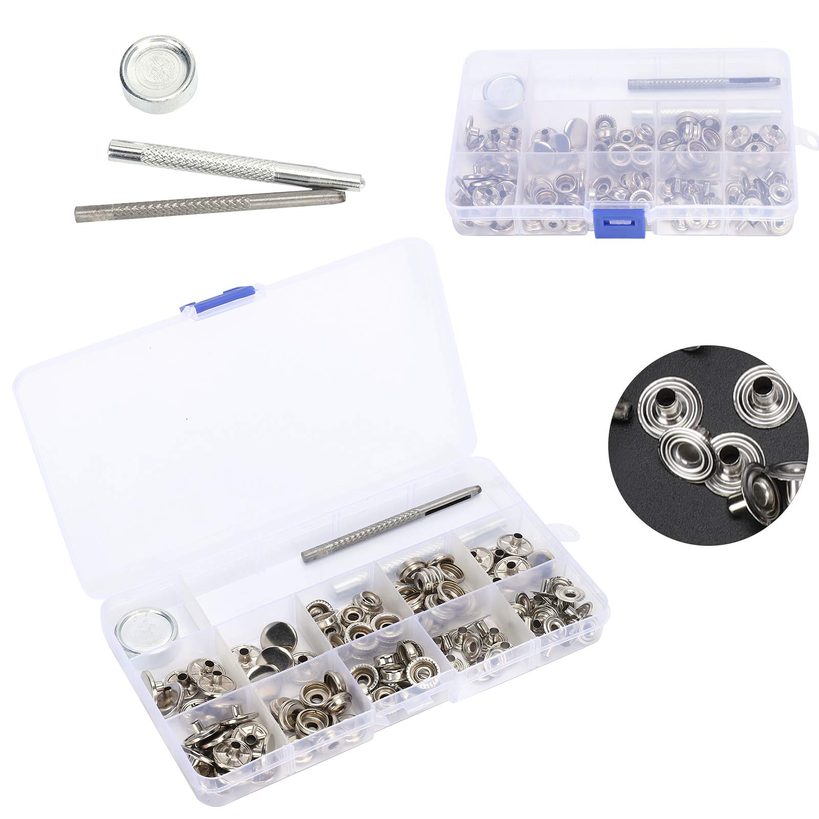 Kuuleyn Bottoni a Pressione Argento Kit 123 Pezzi Pinza