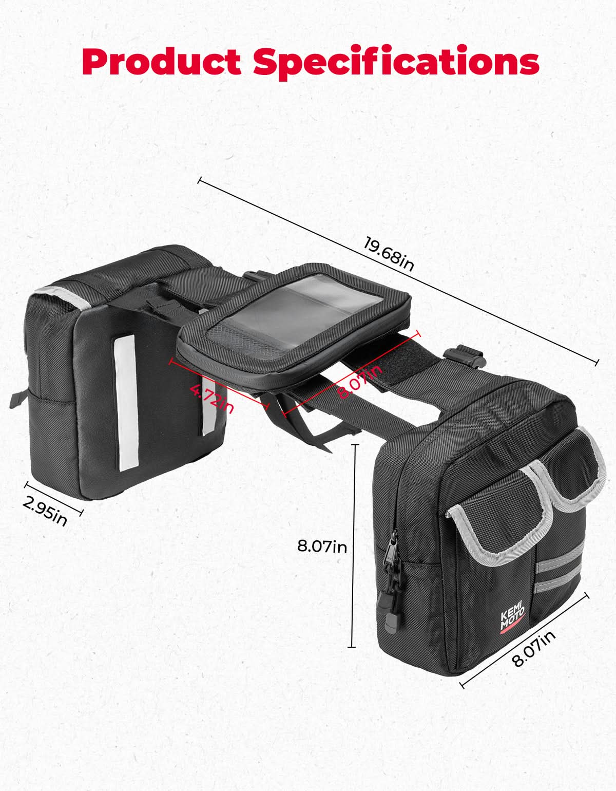 Kemimoto Borsa Serbatoio ATV Termica con Porta Telefono