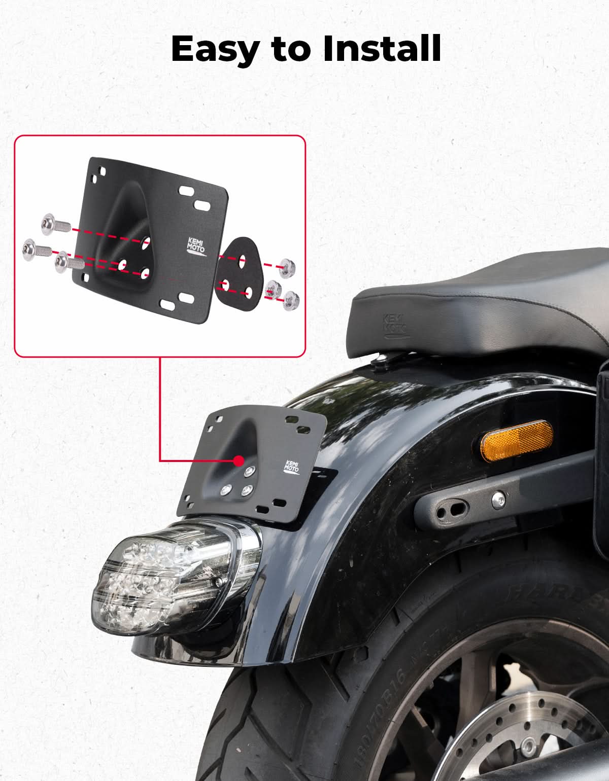 KEMIMOTO portatarga moto curvo 3 fori alluminio