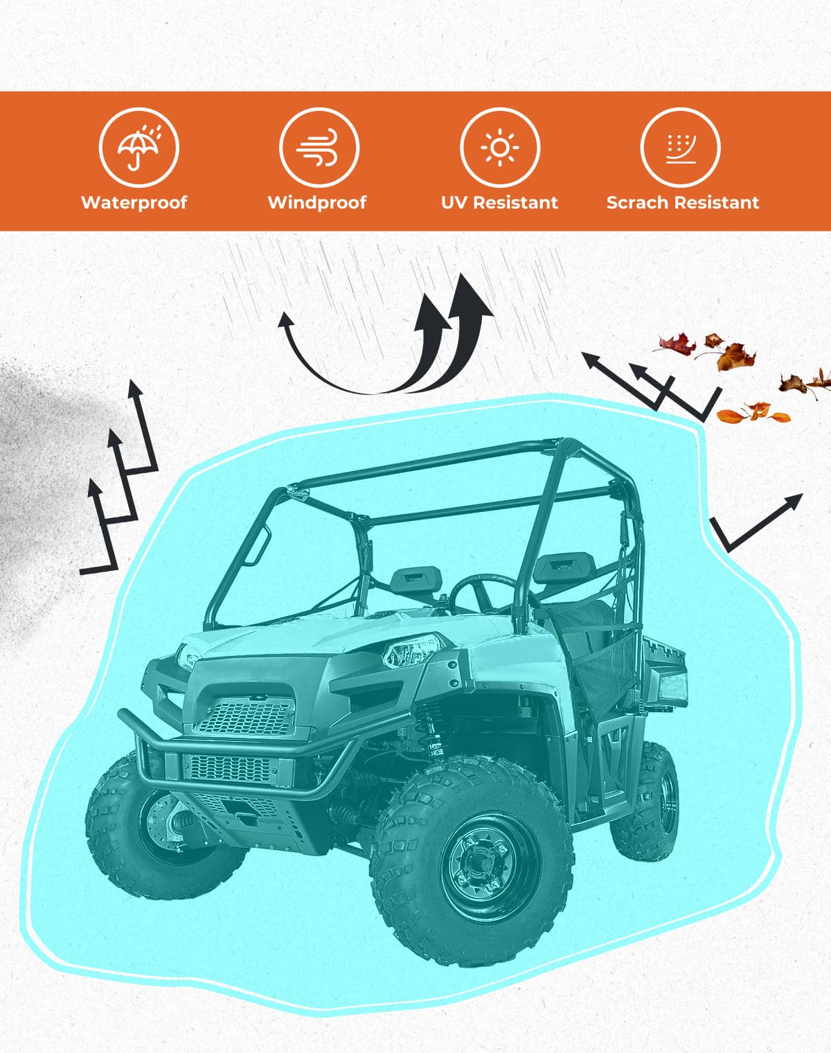 KEMIMOTO Telo UTV 2-3 Posti 420D Impermeabile con Borsa