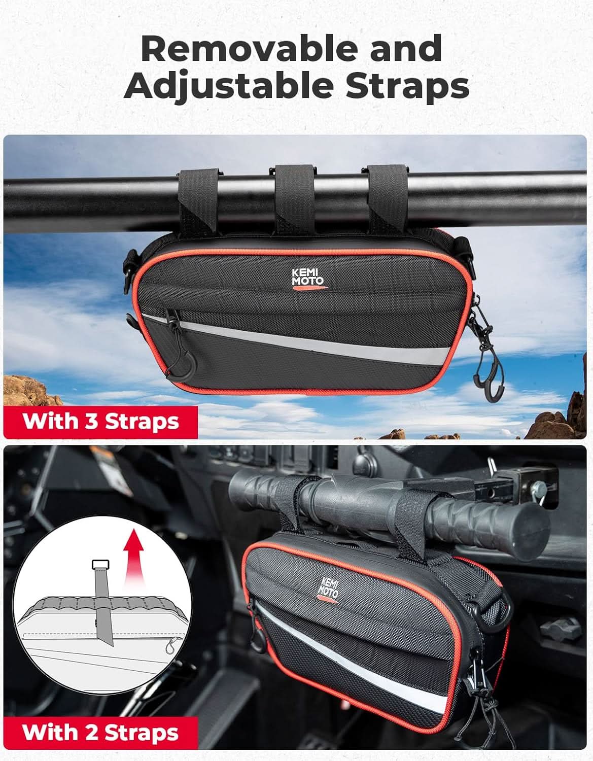KEMIMOTO borsa roll-bar 28x13 cm nera universale tubi 25-50mm