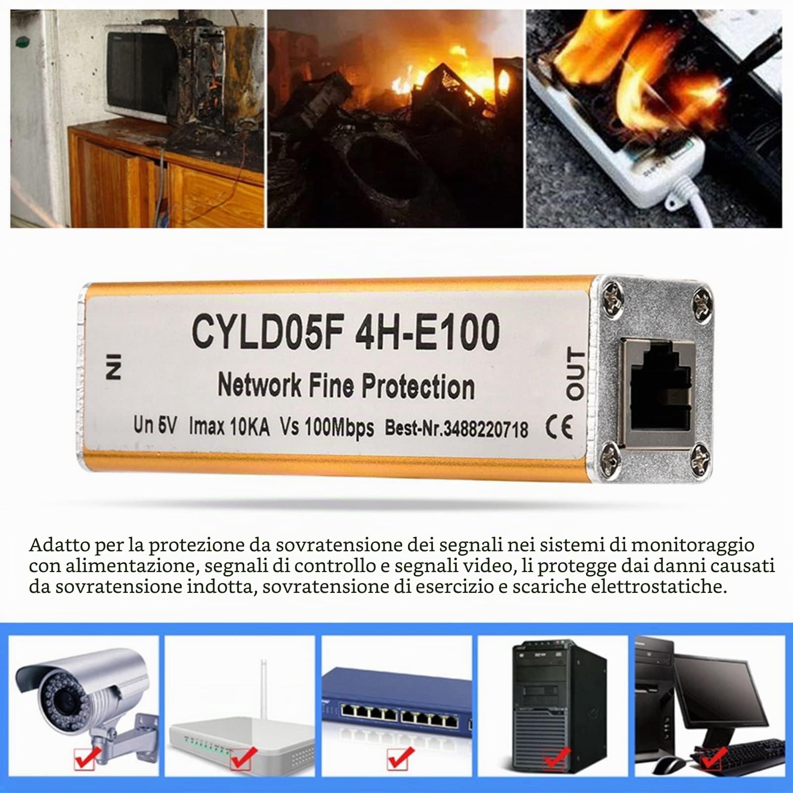 AOWINHIT 5V Protezione Sovratensione RJ45 RJ11 Ethernet